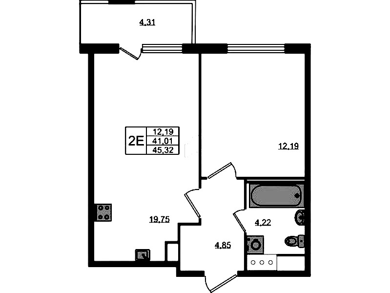 1-комнатная квартира 41.01 м², 7/8 эт., ЖК «Ясно.Янино»