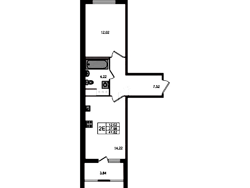 1-комнатная квартира 37.98 м², 2/8 эт., ЖК «Ясно.Янино»