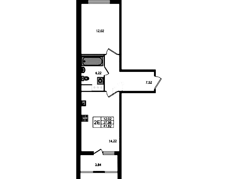 1-комнатная квартира 37.98 м², 3/8 эт., ЖК «Ясно.Янино»