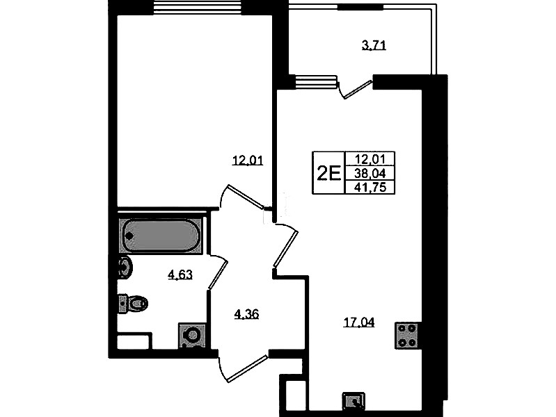 1-комнатная квартира 38.04 м², 1/8 эт., ЖК «Ясно.Янино»