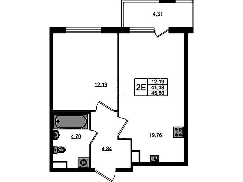 1-комнатная квартира 41.49 м², 1/8 эт., ЖК «Ясно.Янино»