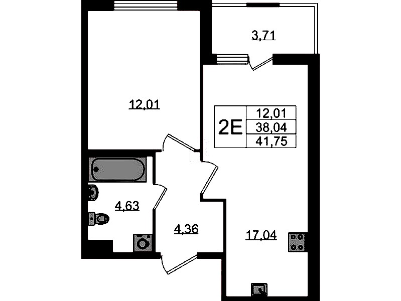 1-комнатная квартира 38.04 м², 1/8 эт., ЖК «Ясно.Янино»
