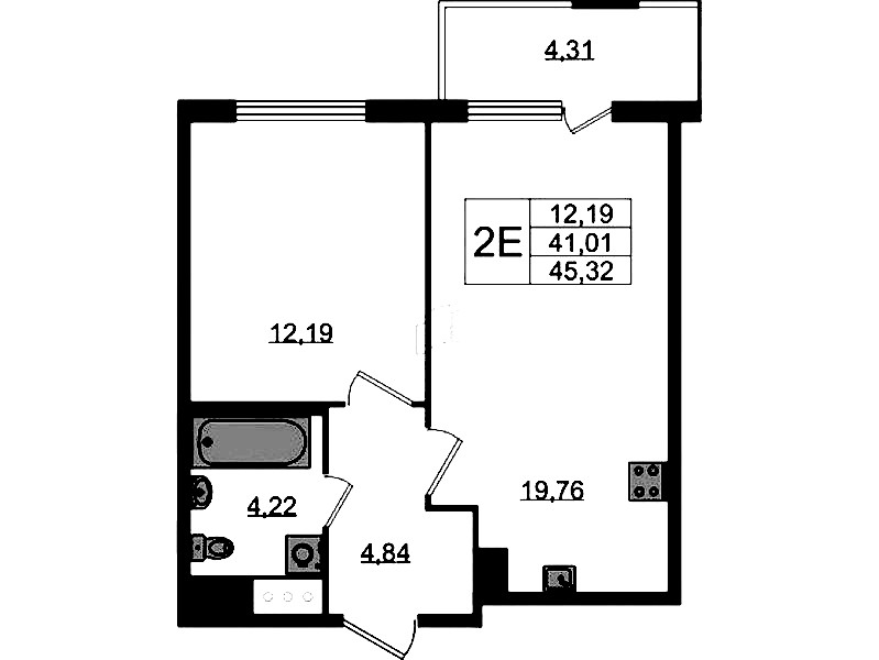 1-комнатная квартира 41.01 м², 2/8 эт., ЖК «Ясно.Янино»