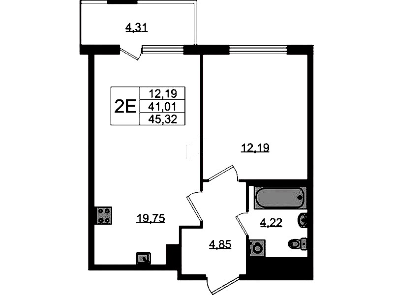 1-комнатная квартира 41.01 м², 6/8 эт., ЖК «Ясно.Янино»