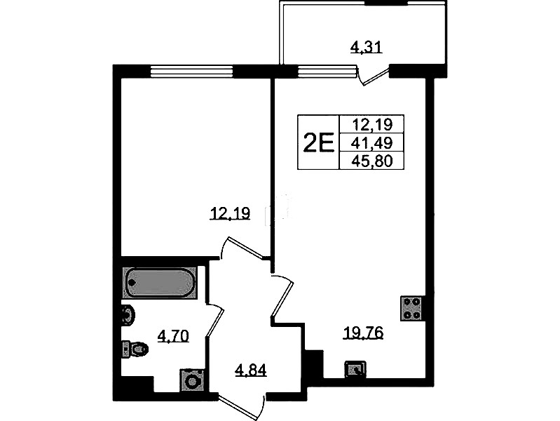 1-комнатная квартира 41.49 м², 1/8 эт., ЖК «Ясно.Янино»