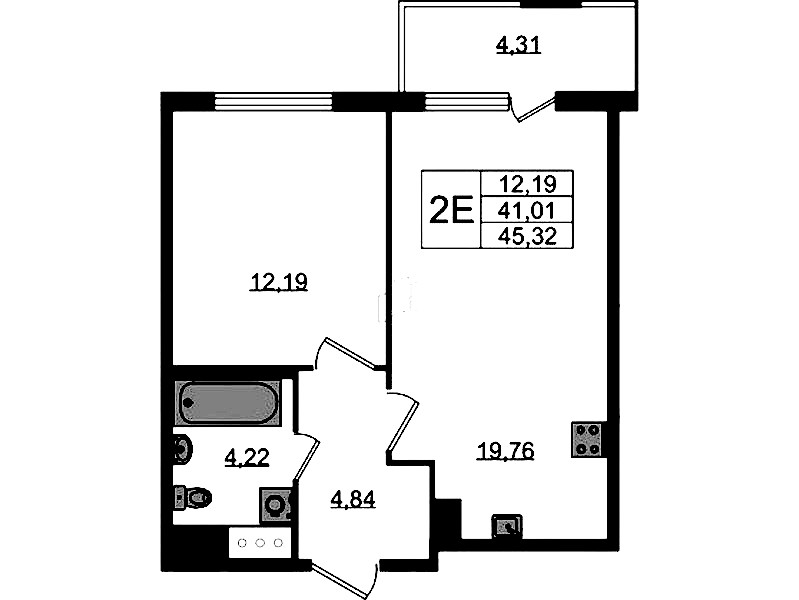 1-комнатная квартира 41.01 м², 7/8 эт., ЖК «Ясно.Янино»