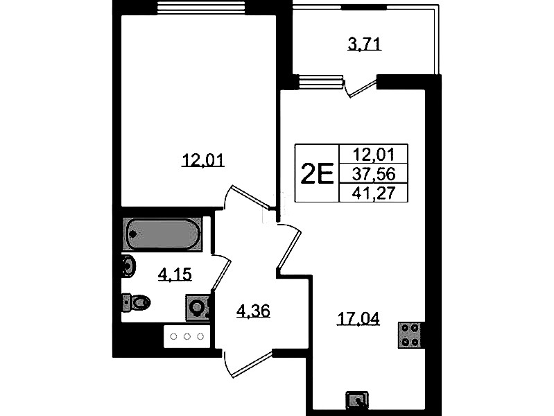 1-комнатная квартира 37.56 м², 8/8 эт., ЖК «Ясно.Янино»