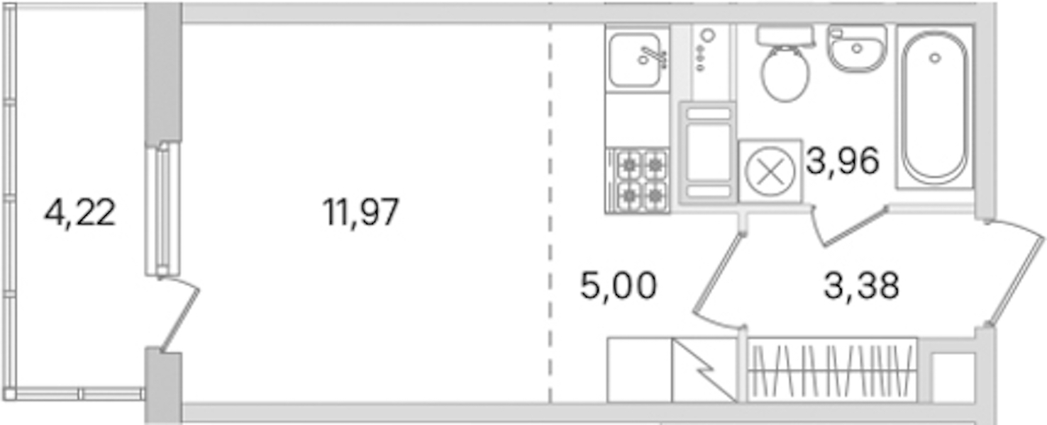 Квартира студия 24.31 м², 8/8 эт., ЖК «Ясно.Янино»