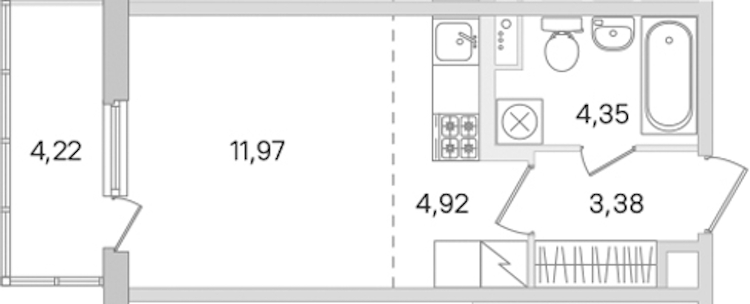 Квартира студия 24.62 м², 2/8 эт., ЖК «Ясно.Янино»