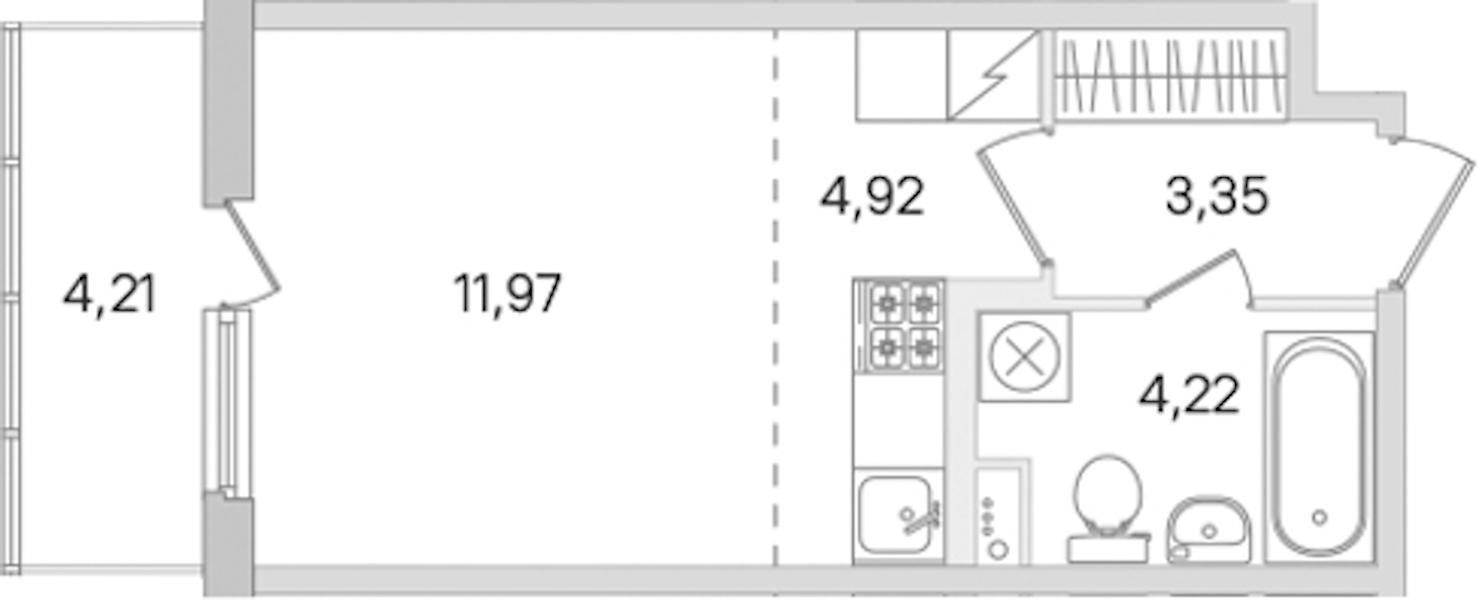 Квартира студия 24.46 м², 2/8 эт., ЖК «Ясно.Янино»