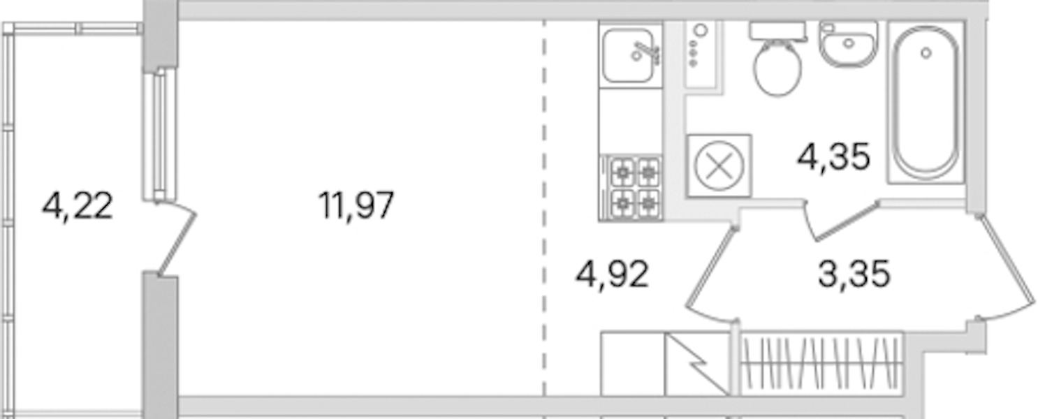 Квартира студия 24.59 м², 2/8 эт., ЖК «Ясно.Янино»