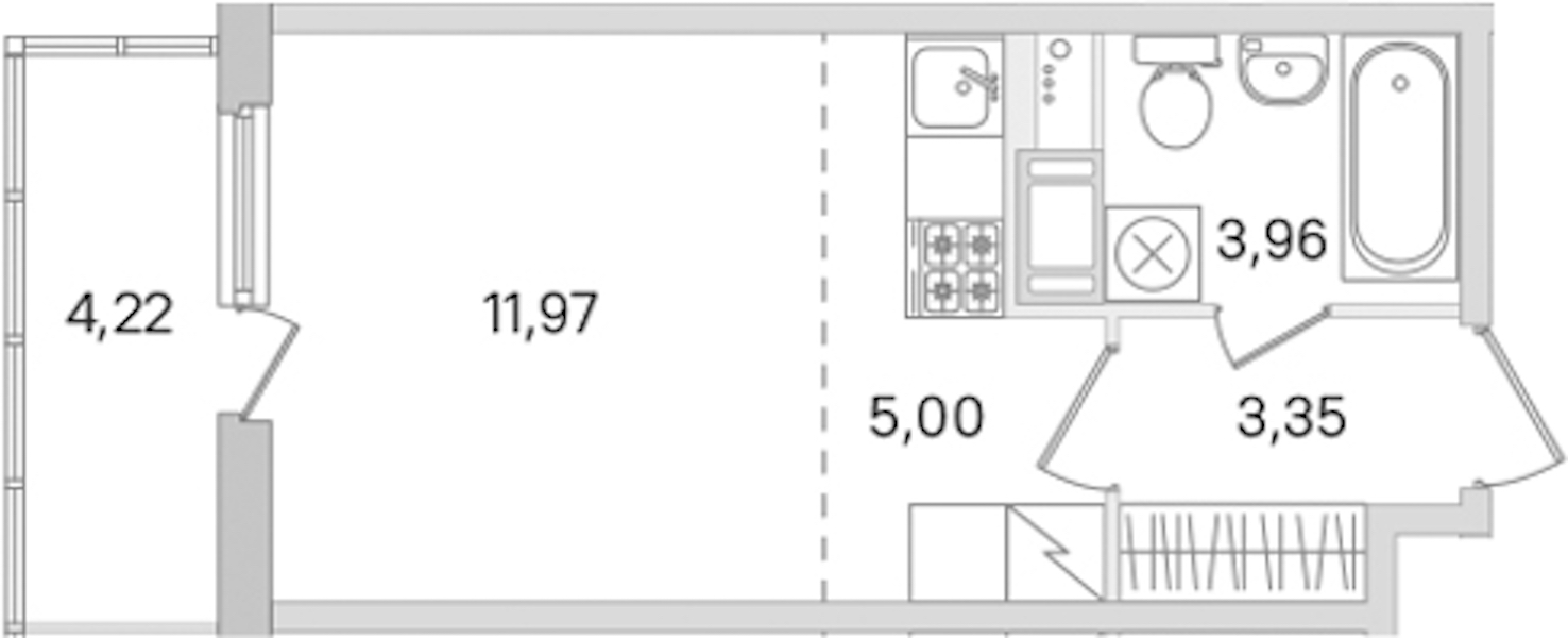 Квартира студия 24.28 м², 4/8 эт., ЖК «Ясно.Янино»