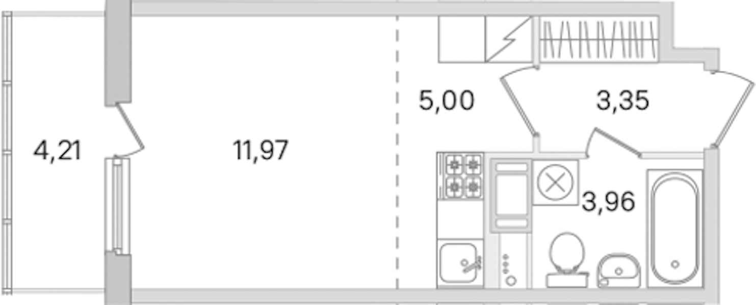 Квартира студия 24.28 м², 5/8 эт., ЖК «Ясно.Янино»