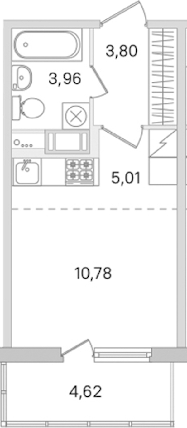Квартира студия 23.55 м², 2/8 эт., ЖК «Ясно.Янино»