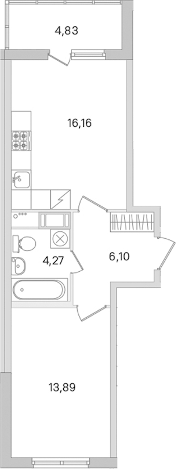 1-комнатная квартира 40.42 м², 2/8 эт., ЖК «Ясно.Янино»