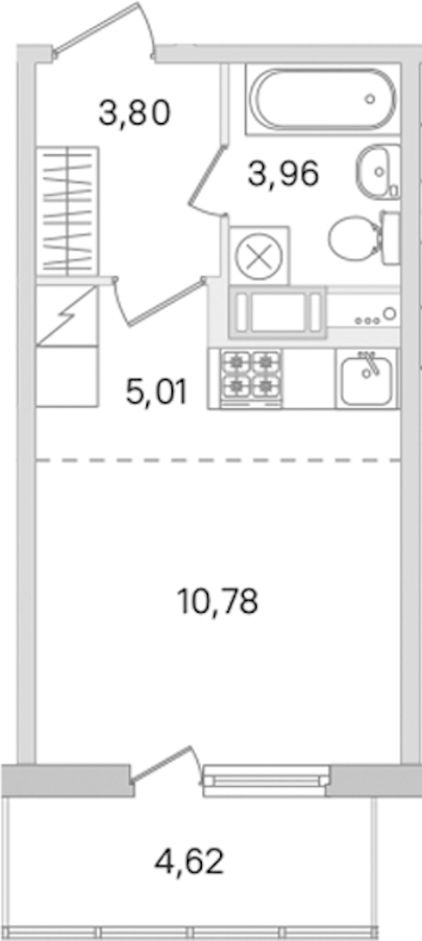 Квартира студия 23.55 м², 4/8 эт., ЖК «Ясно.Янино»