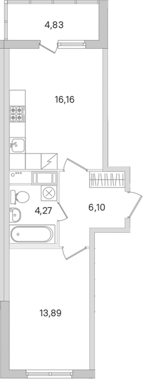 1-комнатная квартира 40.42 м², 7/8 эт., ЖК «Ясно.Янино»