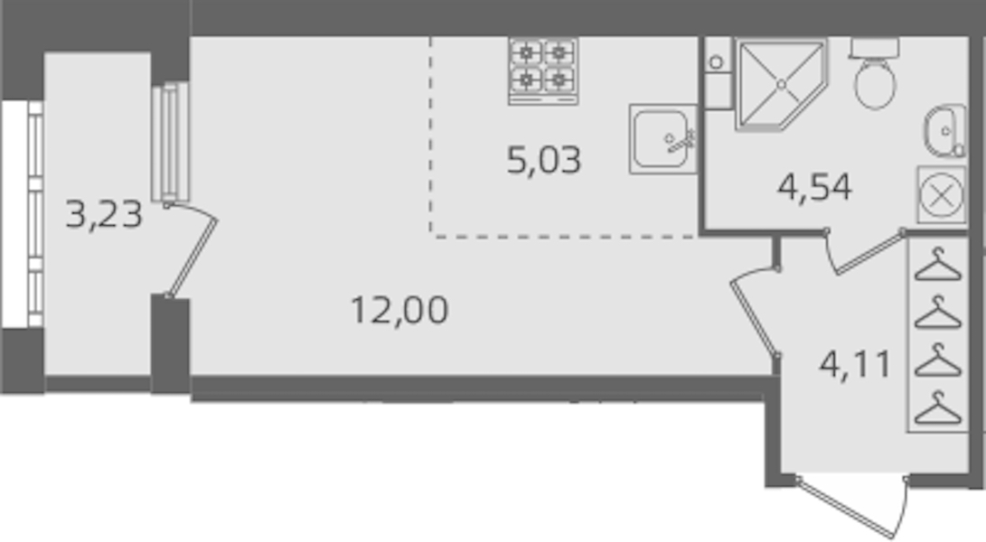 Квартира студия 25.68 м², 2/10 эт., ЖК «Б15»