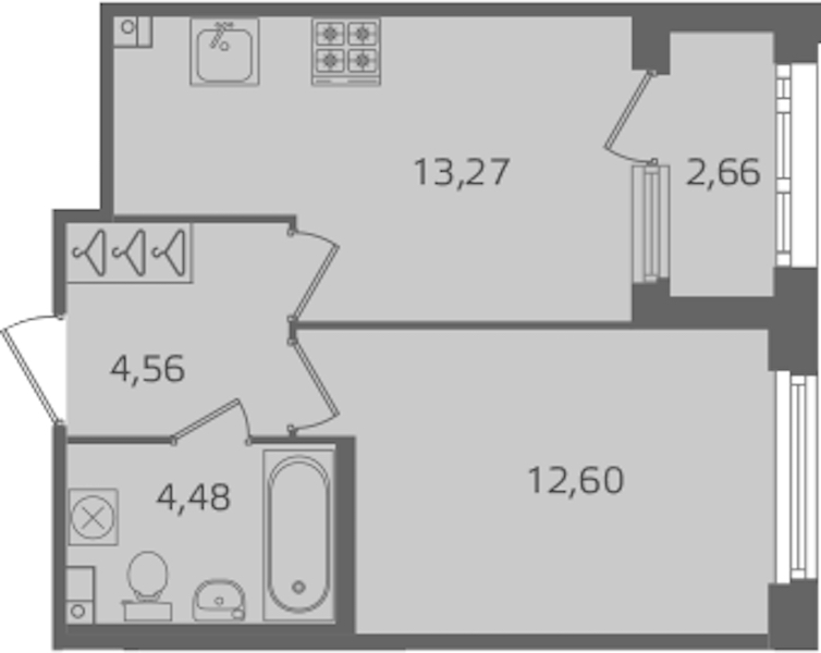 1-комнатная квартира 34.91 м², 3/17 эт., ЖК «Б15»