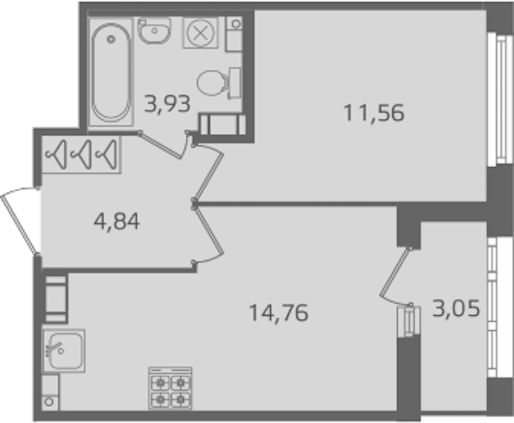 1-комнатная квартира 35.09 м², 8/17 эт., ЖК «Б15»