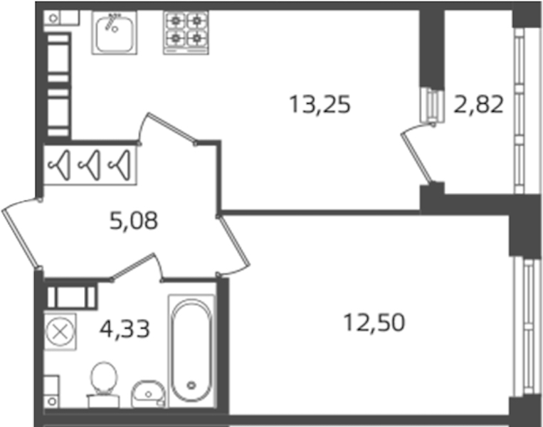 1-комнатная квартира 35.16 м², 16/16 эт., ЖК «Б15»