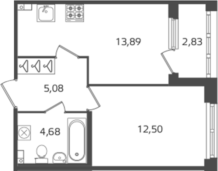 1-комнатная квартира 36.15 м², 3/16 эт., ЖК «Б15»