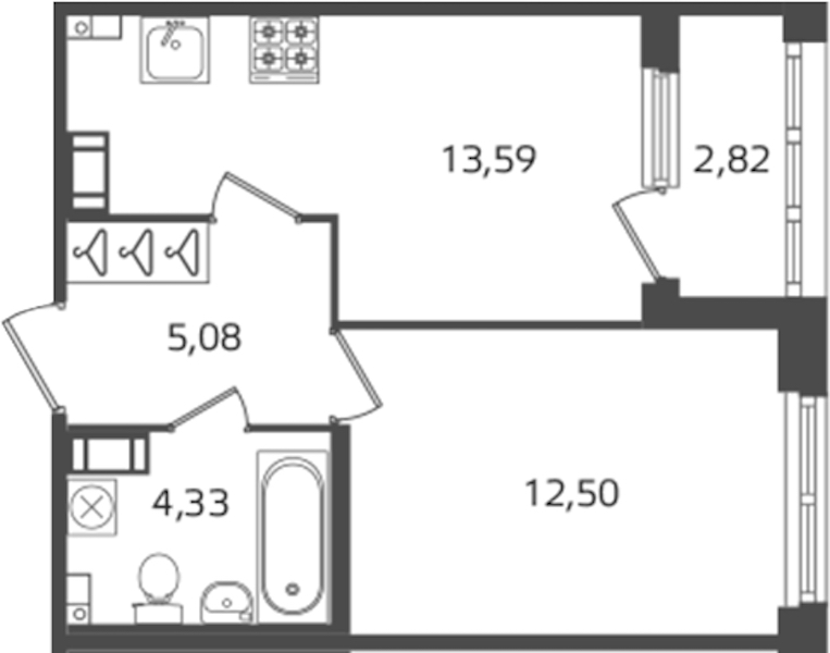 1-комнатная квартира 35.5 м², 5/16 эт., ЖК «Б15»