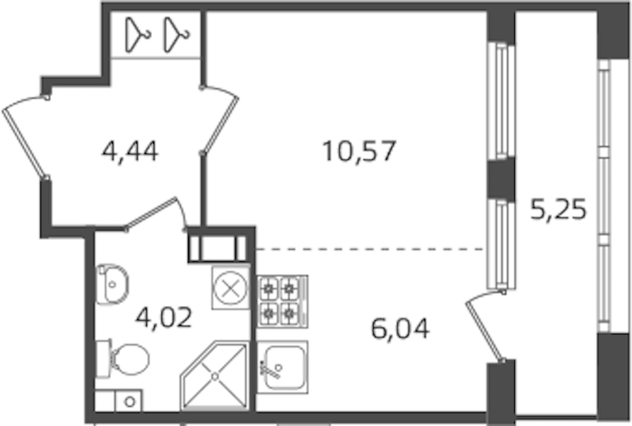 Квартира студия 25.07 м², 4/10 эт., ЖК «Б15»