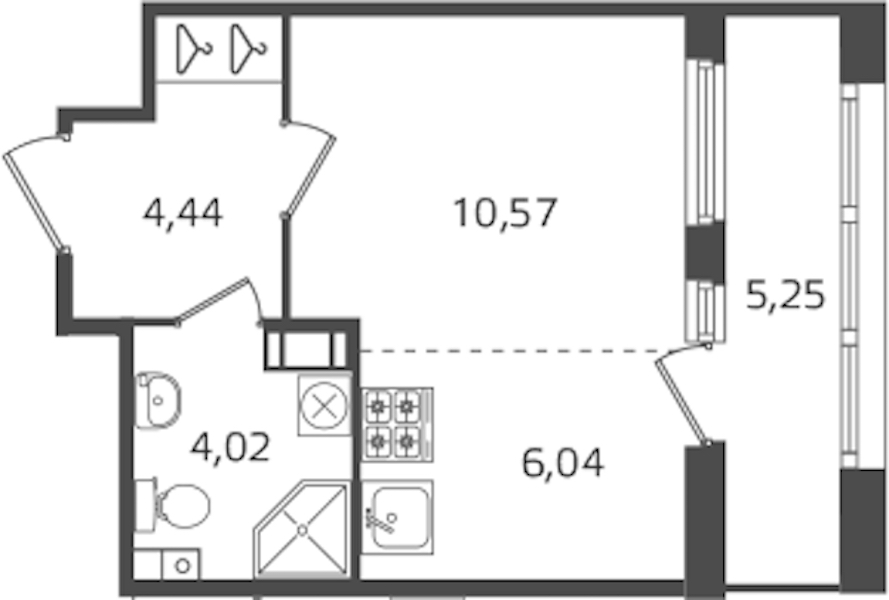 Квартира студия 25.07 м², 10/10 эт., ЖК «Б15»