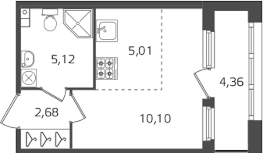 Квартира студия 22.91 м², 2/15 эт., ЖК «Б15»