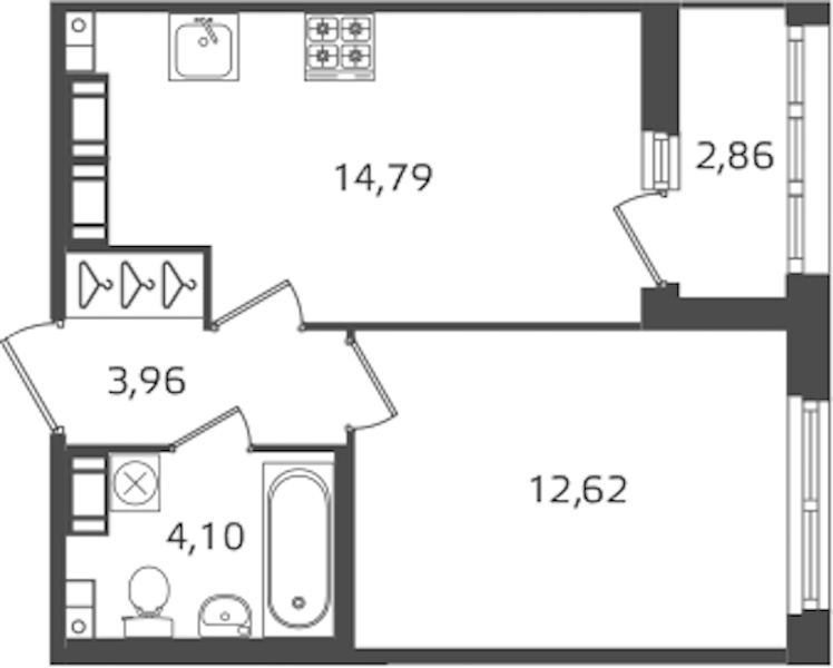 1-комнатная квартира 35.47 м², 15/15 эт., ЖК «Б15»