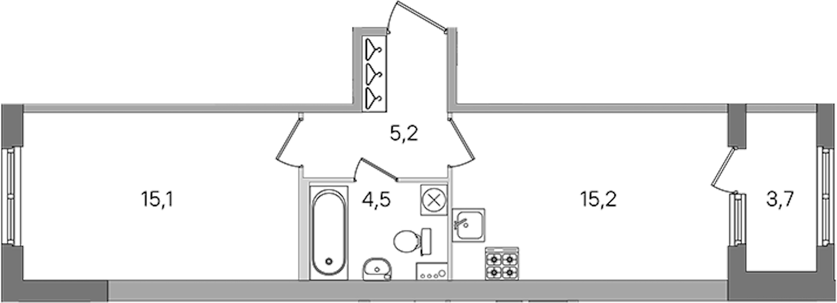 1-комнатная квартира 40 м², 1/4 эт., ЖК «Дубровский»