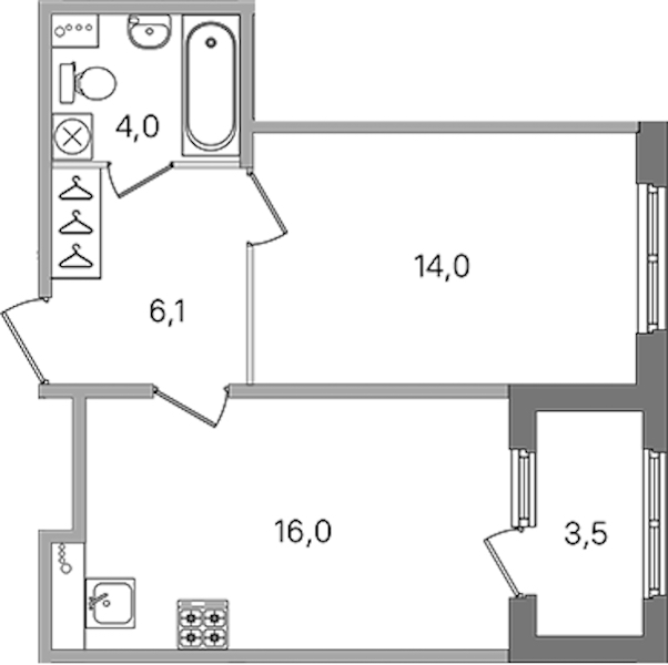 1-комнатная квартира 40.1 м², 1/4 эт., ЖК «Дубровский»