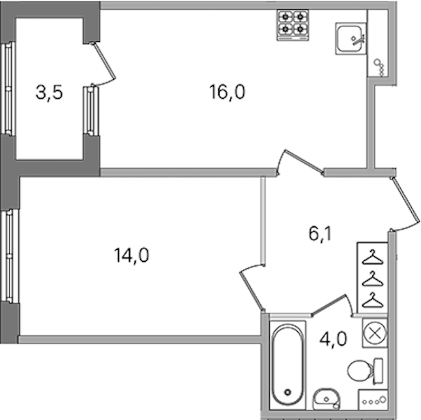 1-комнатная квартира 40.1 м², 1/4 эт., ЖК «Дубровский»