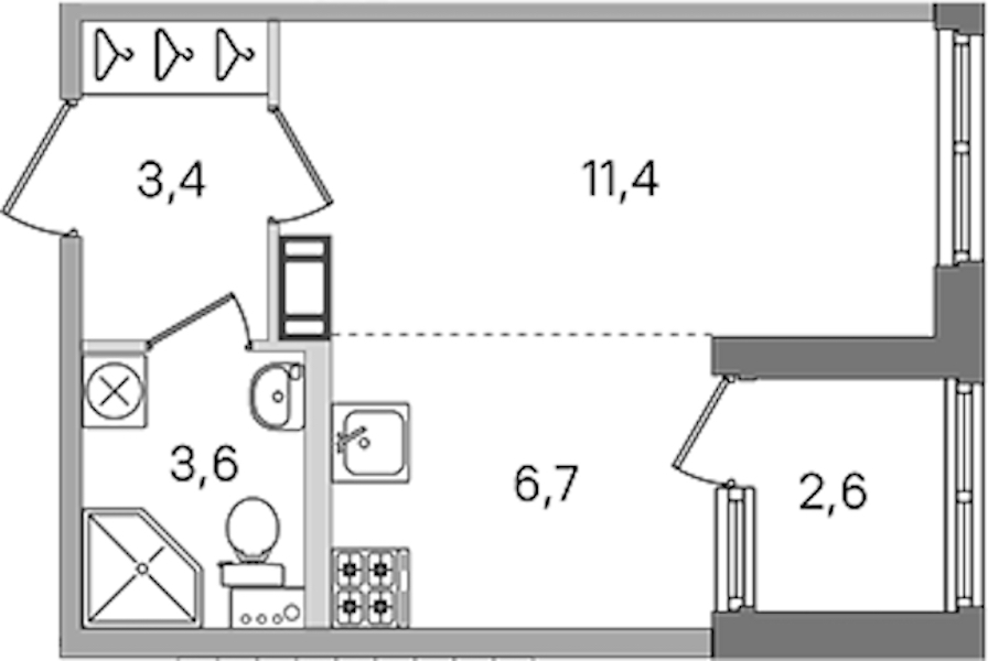 Квартира студия 25.1 м², 2/4 эт., ЖК «Дубровский»