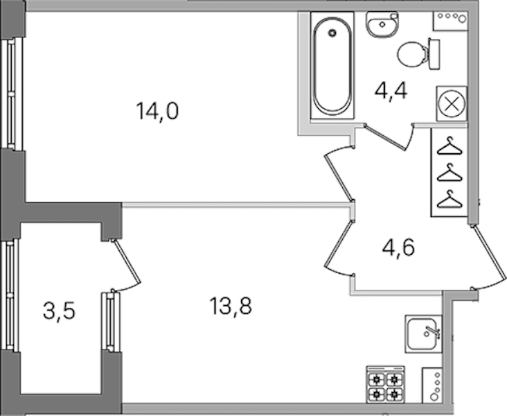 1-комнатная квартира 36.8 м², 1/4 эт., ЖК «Дубровский»