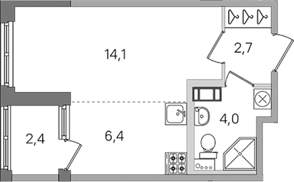 Квартира студия 27.2 м², 4/4 эт., ЖК «Дубровский»