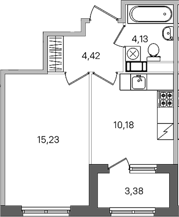 1-комнатная квартира 35.65 м², 4/4 эт., ЖК «Дубровский»