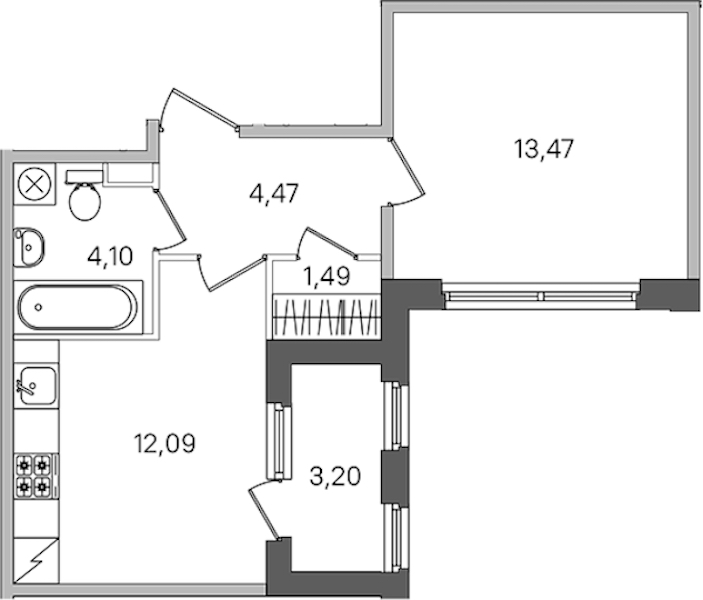 1-комнатная квартира 37.22 м², 1/4 эт., ЖК «Дубровский»