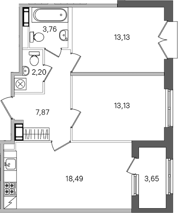 2-комнатная квартира 60.41 м², 2/4 эт., ЖК «Дубровский»