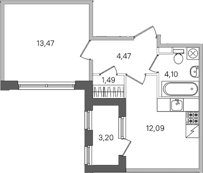 1-комнатная квартира 37.22 м², 1/4 эт., ЖК «Дубровский»