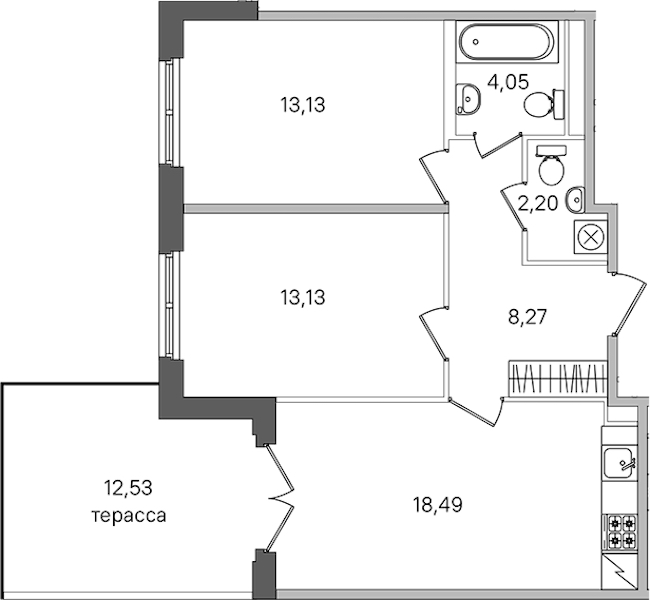 2-комнатная квартира 71.8 м², 1/4 эт., ЖК «Дубровский»