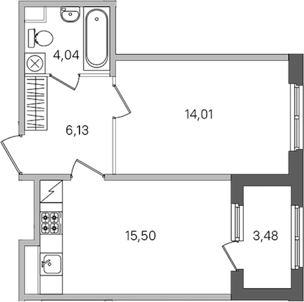 1-комнатная квартира 41.42 м², 1/4 эт., ЖК «Дубровский»