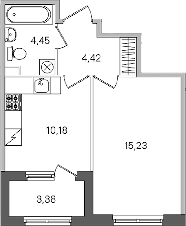 1-комнатная квартира 35.97 м², 2/4 эт., ЖК «Дубровский»