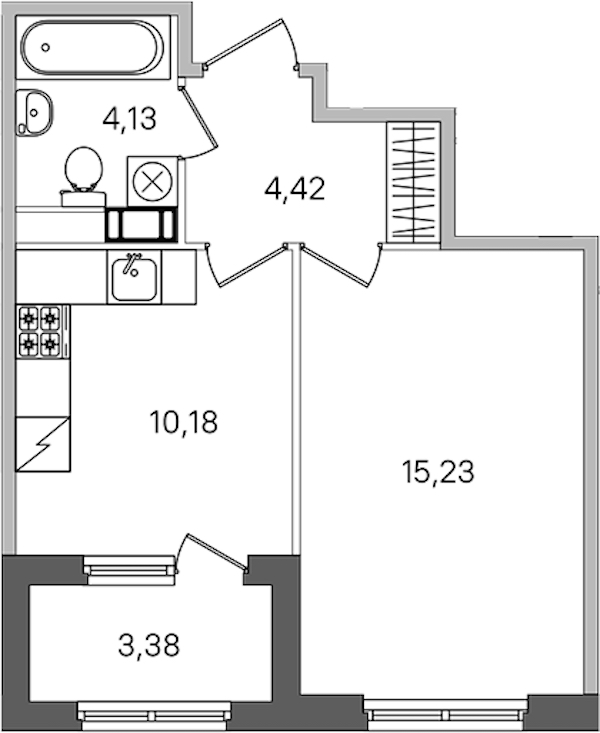 1-комнатная квартира 35.65 м², 3/4 эт., ЖК «Дубровский»