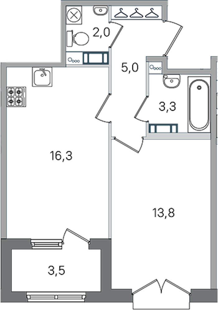 1-комнатная квартира 40.4 м², 3/4 эт., ЖК «Дубровский»