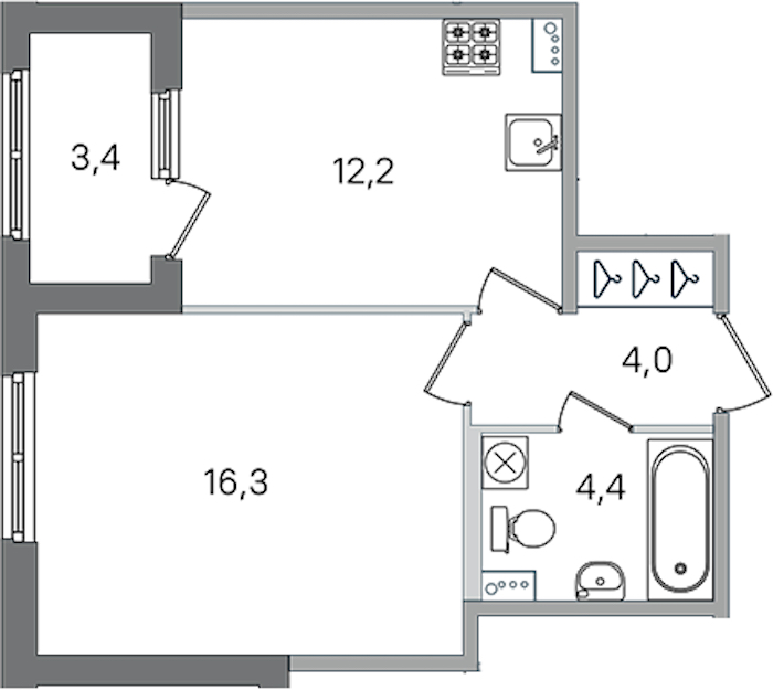 1-комнатная квартира 36.9 м², 1/4 эт., ЖК «Дубровский»