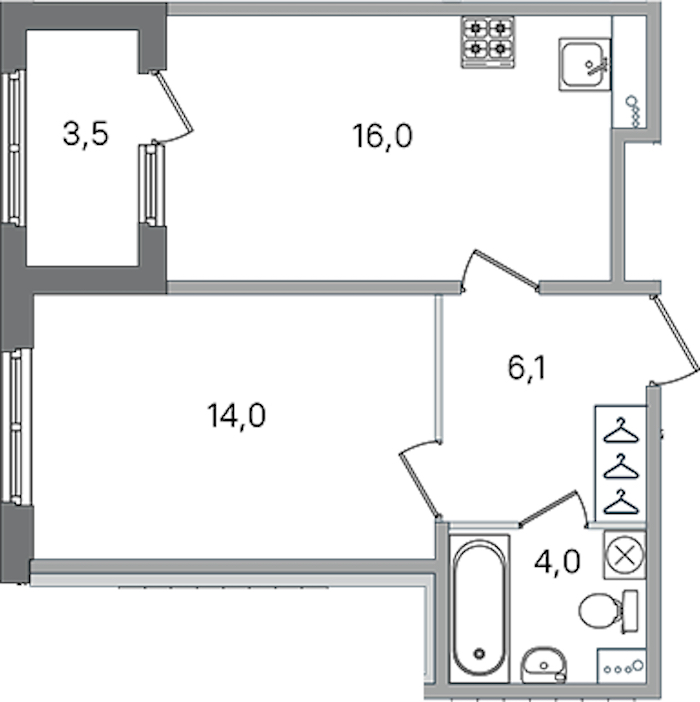 1-комнатная квартира 40.1 м², 1/4 эт., ЖК «Дубровский»