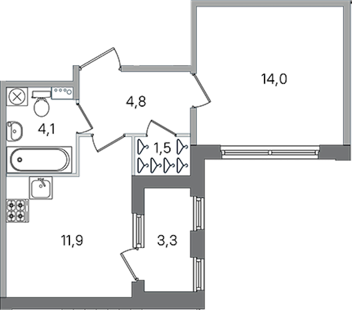 1-комнатная квартира 36.3 м², 1/4 эт., ЖК «Дубровский»