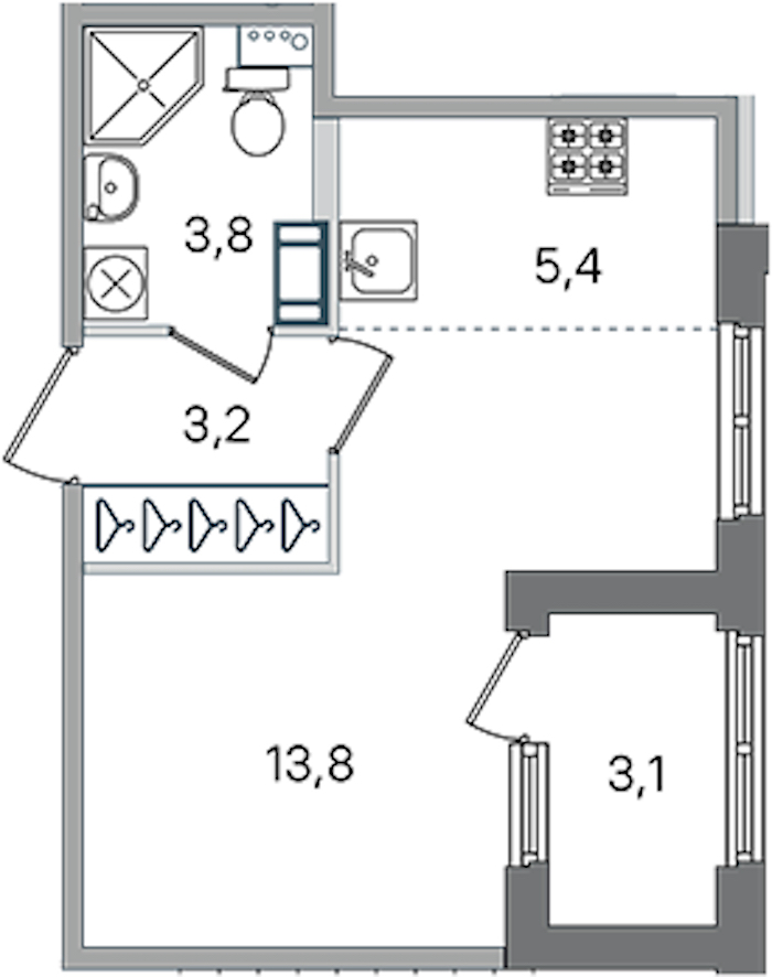 Квартира студия 26.2 м², 4/4 эт., ЖК «Дубровский»